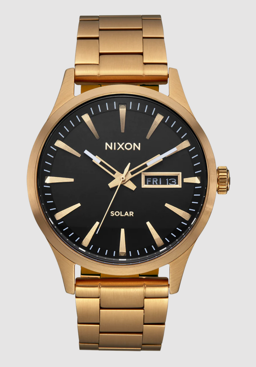 Nixon Men s Gold Black Sentry Solar SS Watch A1346 510 00