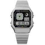 Casio Octagon Vintage Silver/Black Watch - A130WE-1A