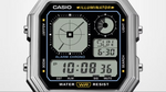 Casio Octagon Vintage Silver/Black Watch - A130WE-1A