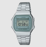 Casio Vintage Silver/GreenBlue Digital Watch - A168WA-3A