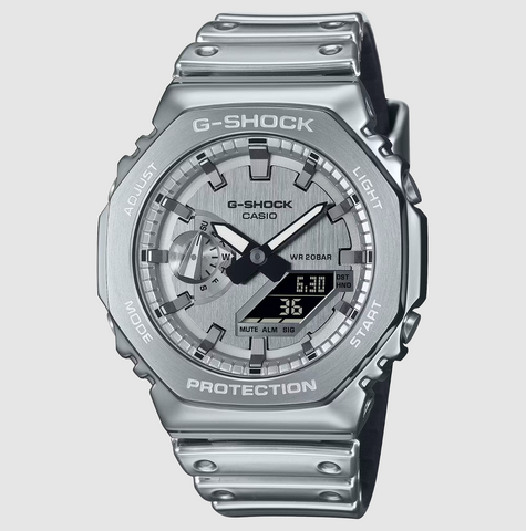 G Shock Men's Metallic Digit/Analog Silver Watch - GM2100YM-8A