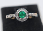 9ct Gold Genuine Emerald & Diamond ring