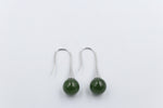 Stg Silver Greenstone Ball  Earrings SYE1253S