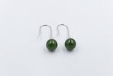 Stg Silver Greenstone Ball  Earrings EU3054