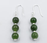 Stg Silver Set New Zealand Greenstone Drop Earrings SYE2020S