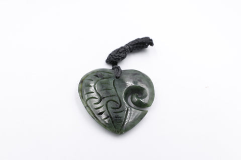 New Zealand Greenstone Heart Koru