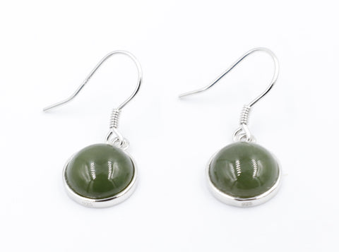 Stg Silver New Zealand Greenstone Drop Earrings