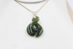 9ct Gold Set New Zealand Greenstone Twist Koru