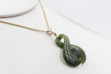 9ct Gold Set New Zealand Greenstone Twist Koru