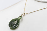 9ct Gold Set New Zealand Greenstone Twist Koru