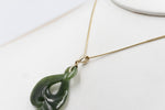 9ct Gold Set New Zealand Greenstone Twist Koru