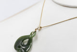 9ct Gold Set New Zealand Greenstone Twist Koru