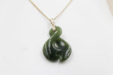 9ct Gold Set New Zealand Greenstone Twist Koru