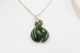 9ct Gold Set New Zealand Greenstone Twist Koru