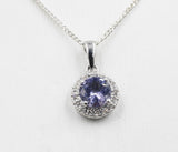 9ct White Gold Gold Diamond and Tanzanite Pendent