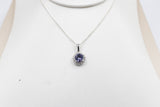 9ct White Gold Gold Diamond and Tanzanite Pendent