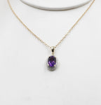 9ct Gold Set Genuine Amethyst & Diamond Pendent 5P0131