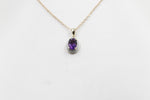 9ct Gold Set Genuine Amethyst & Diamond Pendent 5P0131