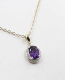 9ct Gold Set Genuine Amethyst & Diamond Pendent 5P0131