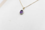 9ct Gold Set Genuine Amethyst & Diamond Pendent 5P0131