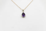 9ct Gold Set Genuine Amethyst & Diamond Pendent 5P0130