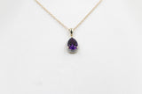 9ct Gold Set Genuine Amethyst & Diamond Pendent 5P0130