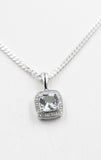 9ct White Gold Cushion Aquamarine & Diamond Pendent 5P0123