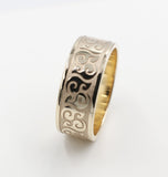 9ct Gold Solid Band with Maori Design 9mm FR5244G