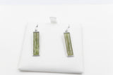 Stg  Silver Greenstone Drop Earrings XP113