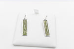 Stg  Silver Greenstone Drop Earrings XP113