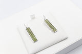 Stg  Silver Greenstone Drop Earrings XP113