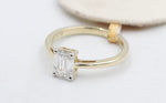 14ct Yellow Gold Certified 1ct Lab Grown Emerald Cut Diamond Ring