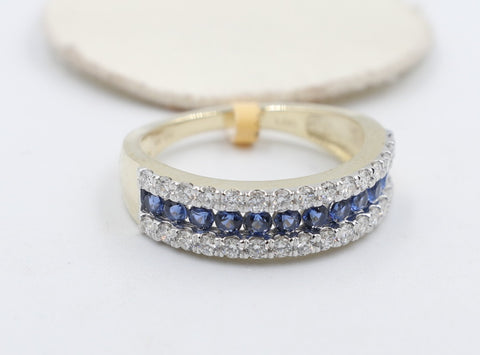 10K Gold Lab grown Diamond and Sapphire Ring