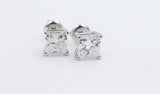 14kt Gold Lab Grown Princess cut Diamond Stud Earrings TDW 2ct