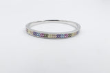 Stg Silver Snap Bangle with Multi Color Stones