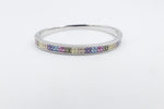 Stg Silver Snap Bangle with Multi Color Stones