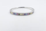 Stg Silver Snap Bangle with Multi Color Stones