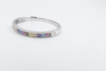 Stg Silver Snap Bangle with Multi Color Stones