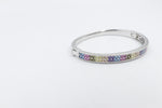 Stg Silver Snap Bangle with Multi Color Stones