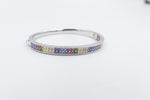 Stg Silver Snap Bangle with Multi Color Stones