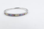 Stg Silver Snap Bangle with Multi Color Stones