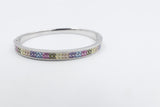 Stg Silver Snap Bangle with Multi Color Stones