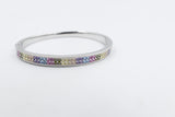 Stg Silver Snap Bangle with Multi Color Stones