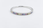 Stg Silver Snap Bangle with Multi Color Stones