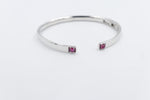 Stg Silver Snap Bangle with Colored CZ