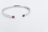 Stg Silver Snap Bangle with Colored CZ