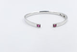 Stg Silver Snap Bangle with Colored CZ