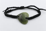 New Zealand Heart Greenstone Macrame Bracelet