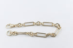 9ct Gold Handmade wire Oval & Paperlink Bracelet 9B1019