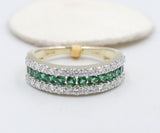 10K Gold Lab grown Diamond and Emerald Ring